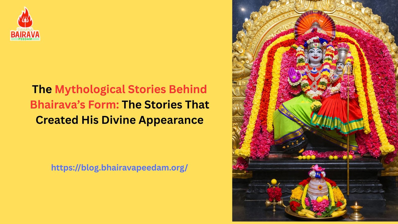 Bhairava form holding trishul and skull with dog in Kashi temple