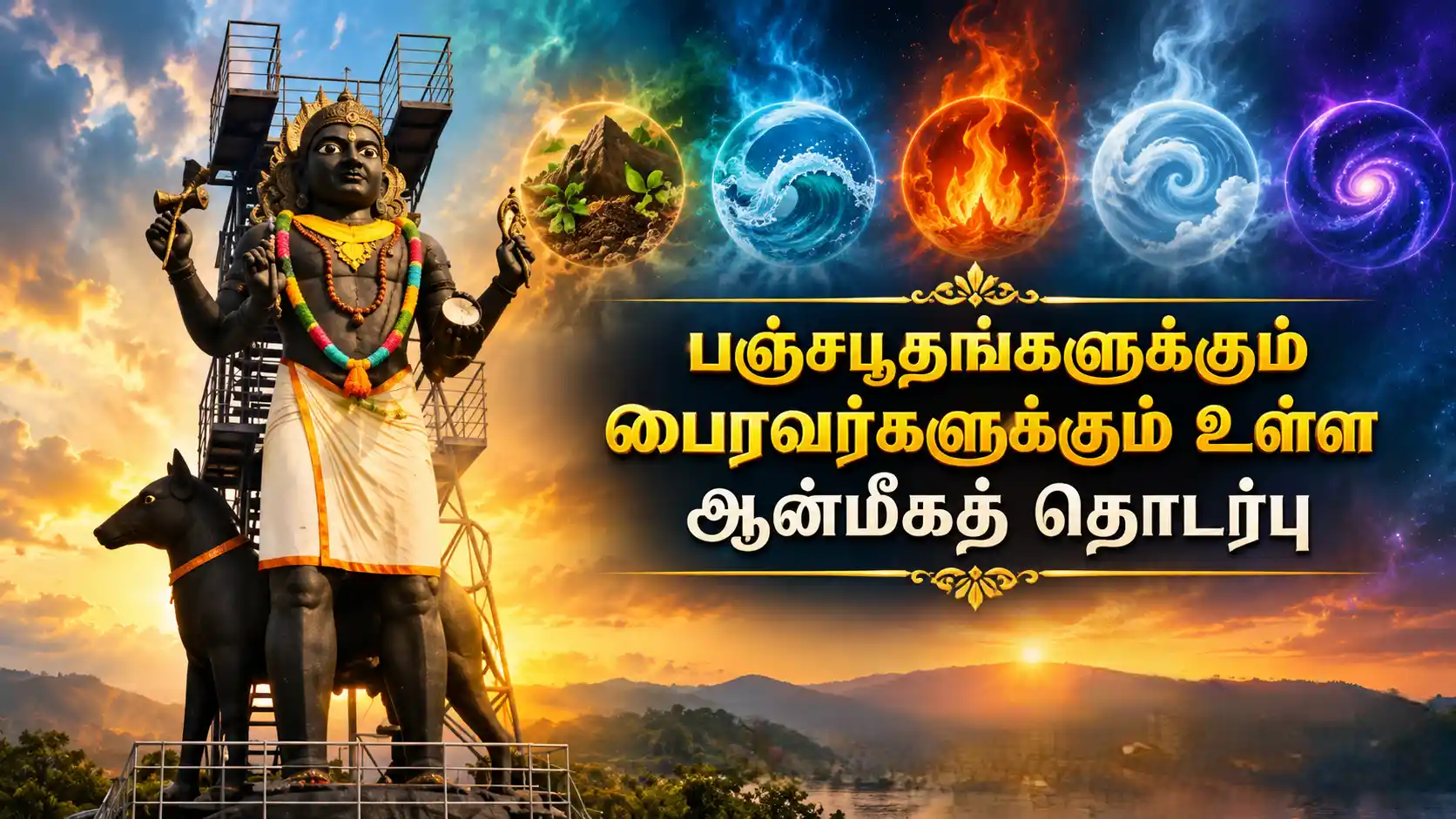 பஞ்சபூதங்களின் கூறுகளாக விளங்கும் பைரவ மூர்த்திகளின் ஓவியம்