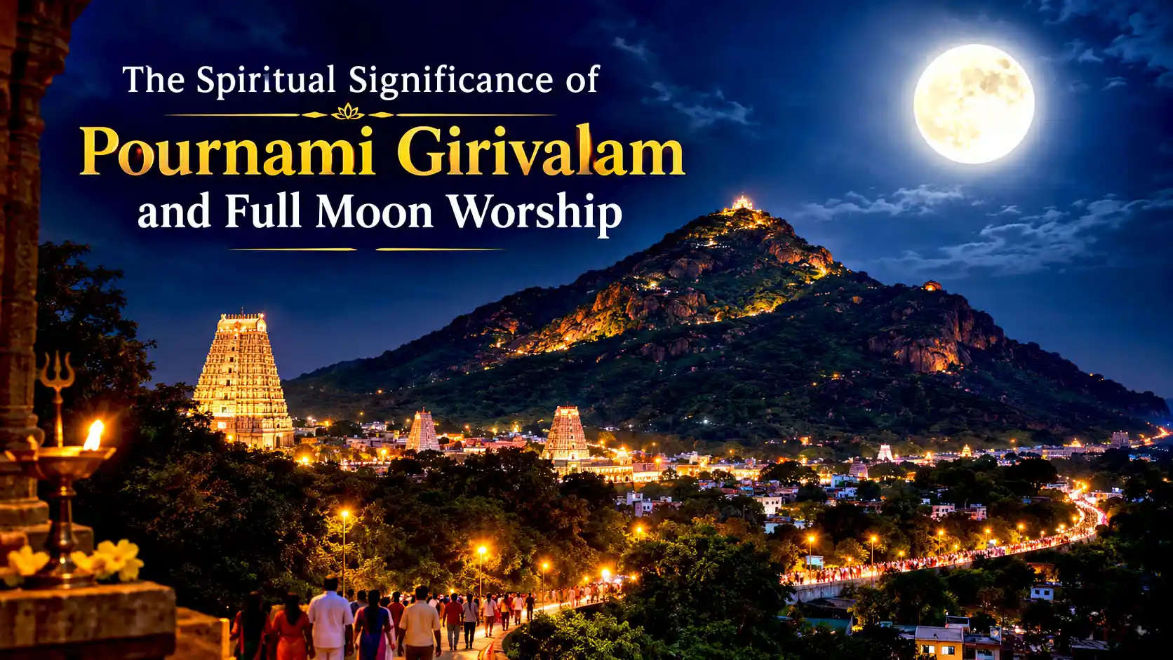 Walking the 14-km sacred outer path of Arunachala during a Pournami night.