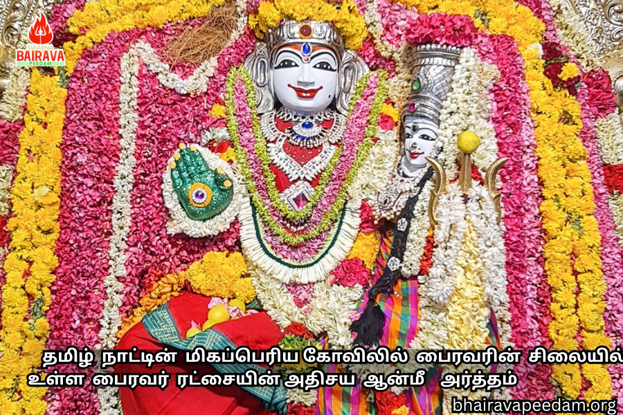 தமிழ்நாட்டின்மிகப்பெரியகோவிலில்பைரவரின்சிலையில்உள்ளபைரவர்ரட்சையின்அதிசயஆன்மீகஅர்த்தம்